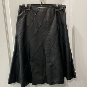 WORTH Black Leather Skirt